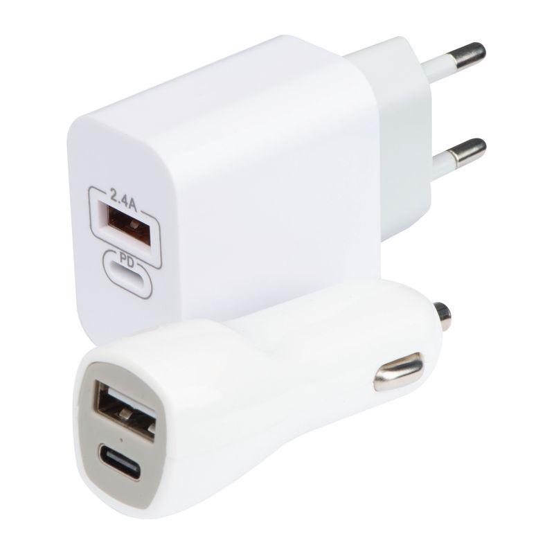 Set încărcător pentru călătorii Alb