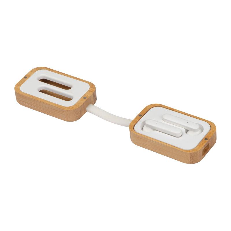 Căști în suport din bambus Beige