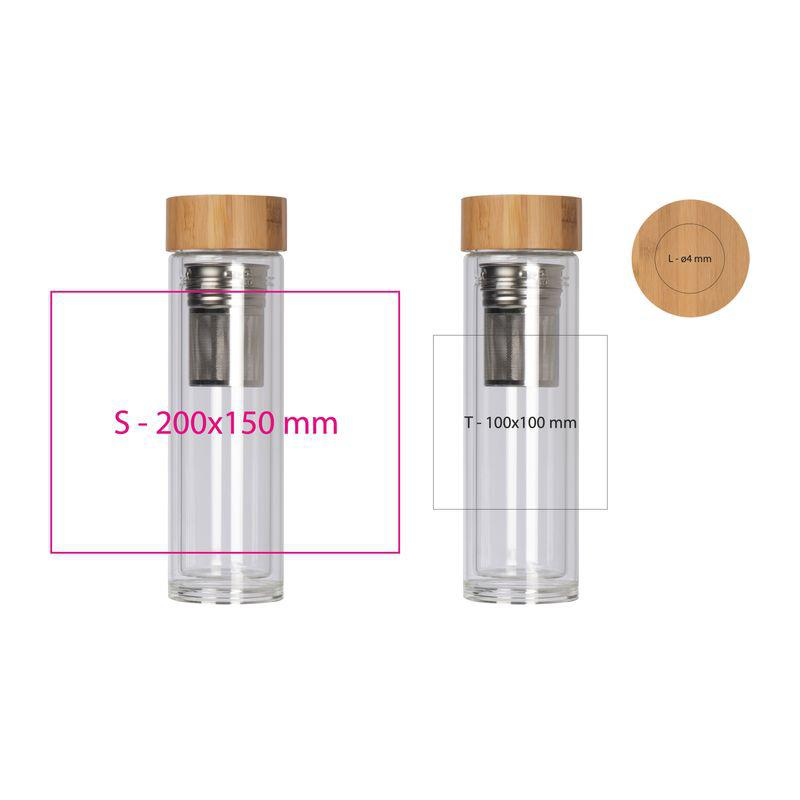 Sticlă cu dop din bambus, 420 ml Mixt