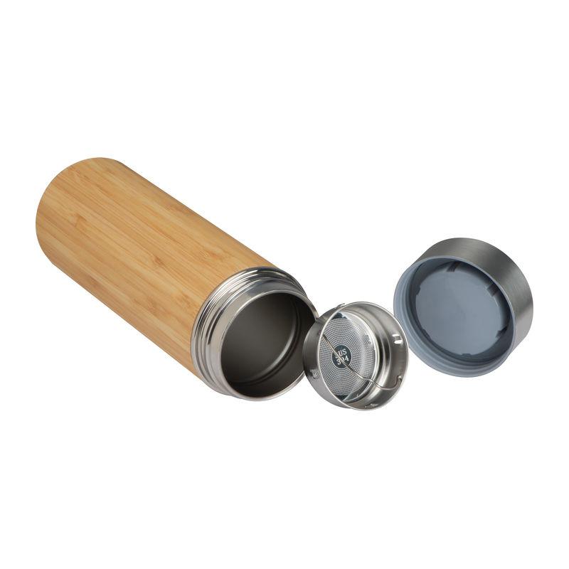 Cană din oțel inoxidabil cu bambus, 350 ml Beige