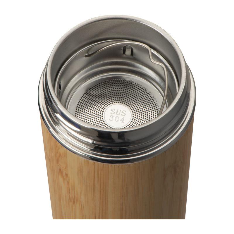 Cană din oțel inoxidabil cu bambus, 350 ml Beige