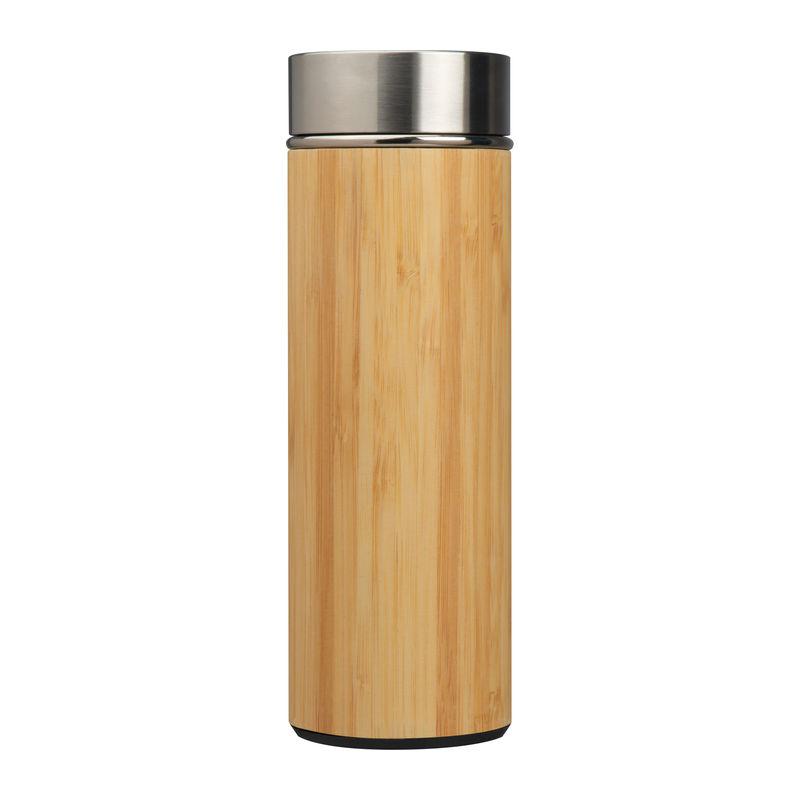 Cană din oțel inoxidabil cu bambus, 350 ml Beige