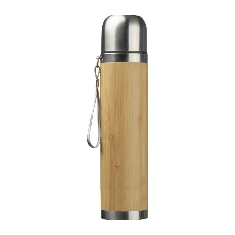 Cană din oțel inoxidabil cu bambus, 350 ml Beige
