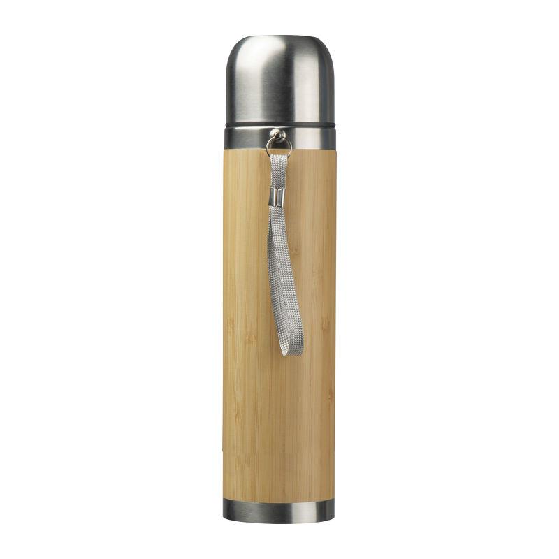 Cană din oțel inoxidabil cu bambus, 350 ml Beige
