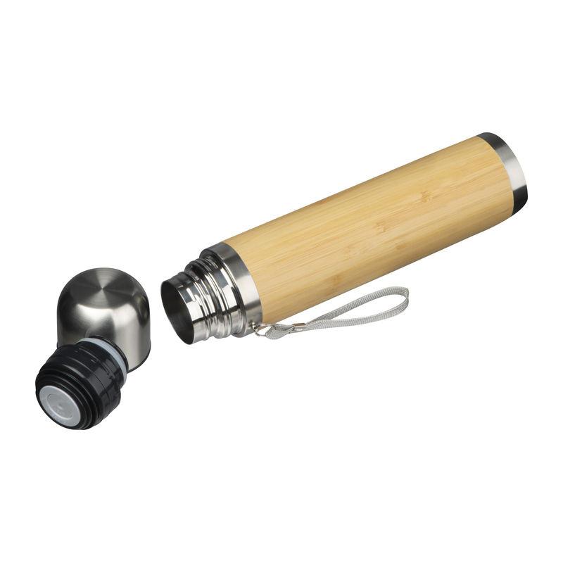 Cană din oțel inoxidabil cu bambus, 350 ml Beige