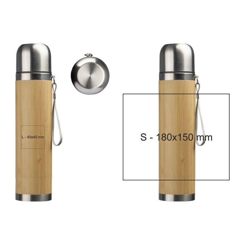 Cană din oțel inoxidabil cu bambus, 350 ml Beige