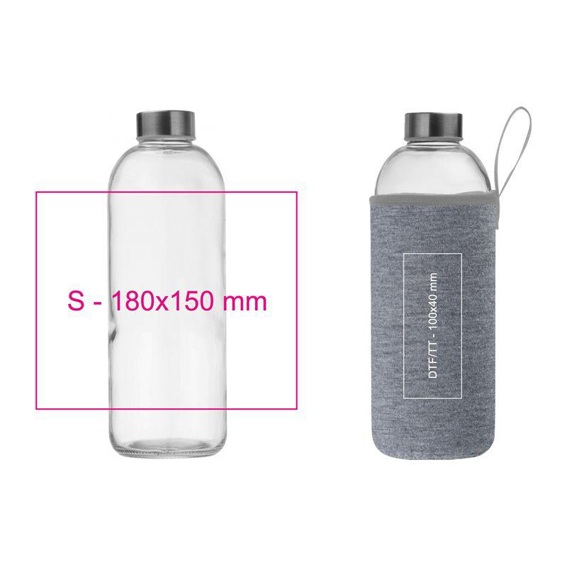 Sticlă de 1 l cu husă neopren Gri