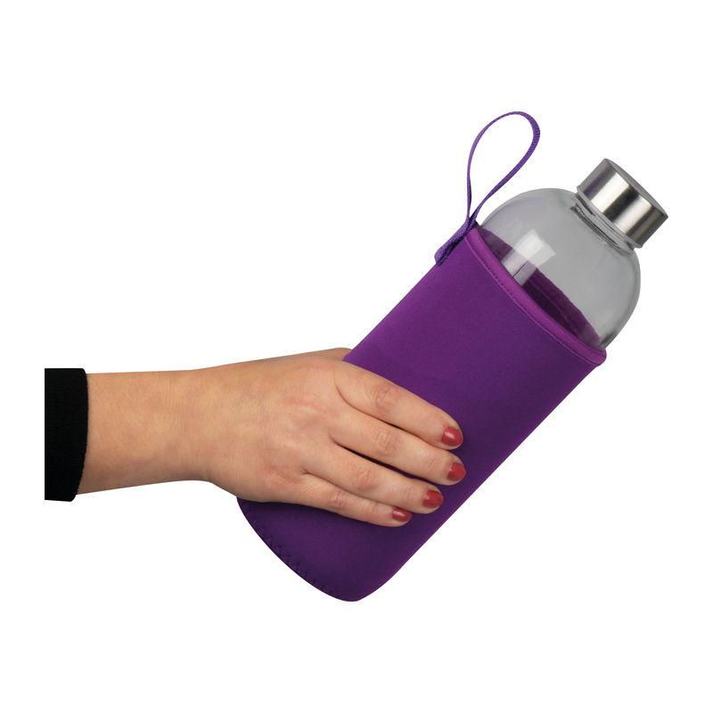 Sticlă de 1 l cu husă neopren Mov