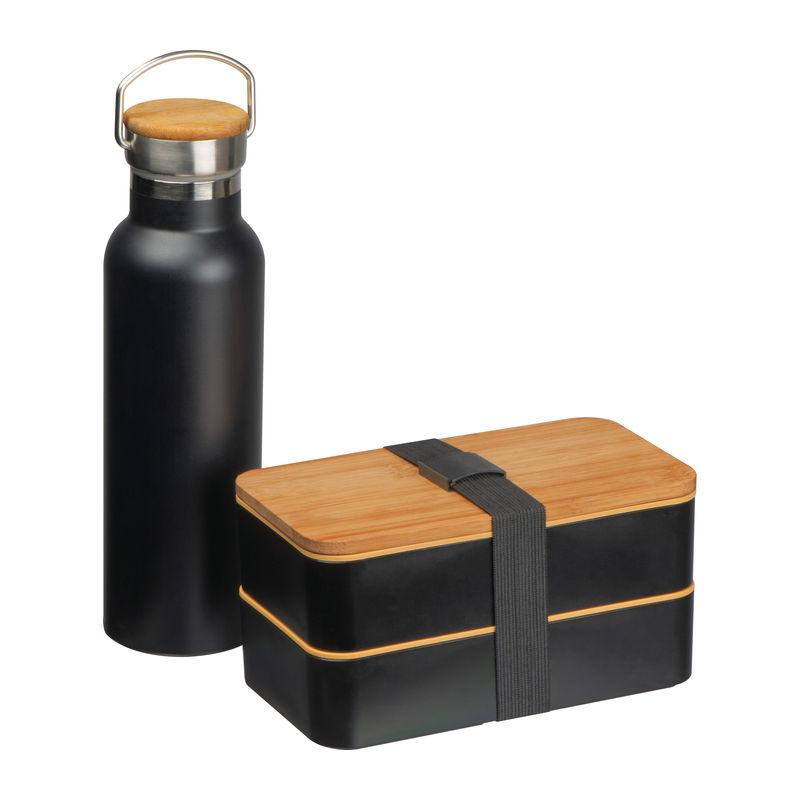 Set de cutie de prânz și sticlă de băut Negru