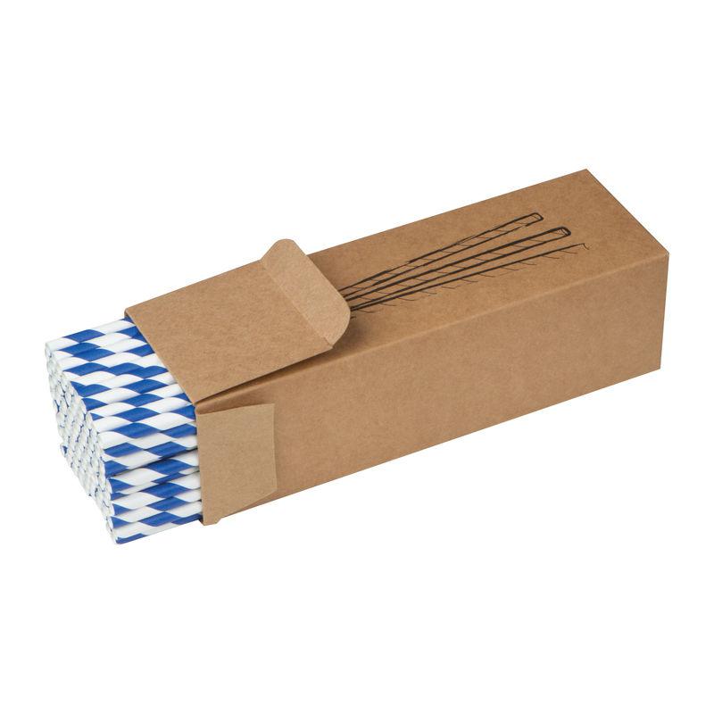 Set de 100 buc paie din carton Albastru
