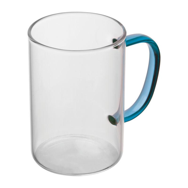 Cană din sticlă cu toartă colorată, 250 ml Albastru