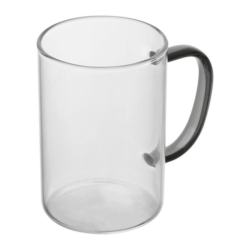 Cană din sticlă cu toartă colorată, 250 ml Negru