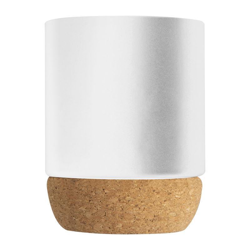Cană ceramică cu suport din plută Alb
