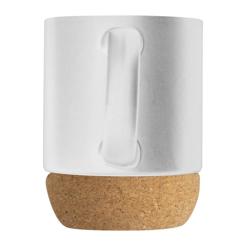 Cană ceramică cu suport din plută Alb