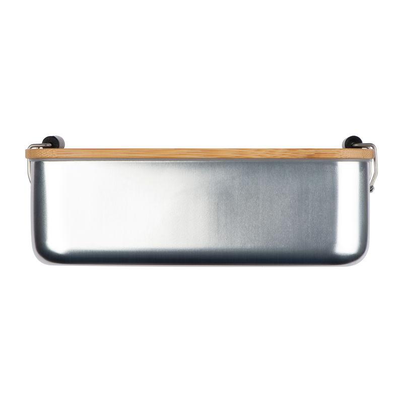 Cutie de prânz din oțel inoxidabil cu capac din bambus. Gri