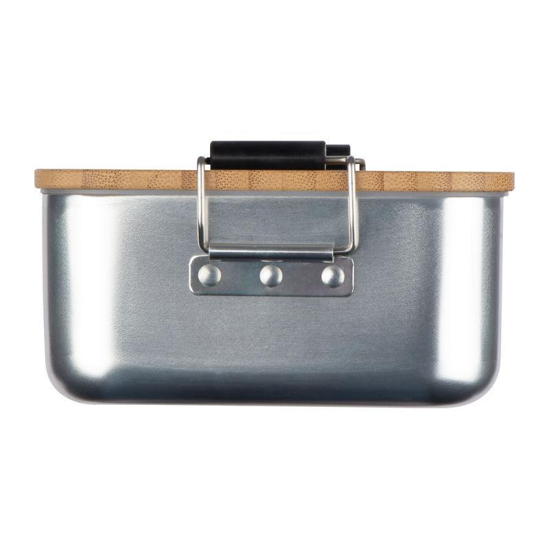 Cutie de prânz din oțel inoxidabil cu capac din bambus. Gri