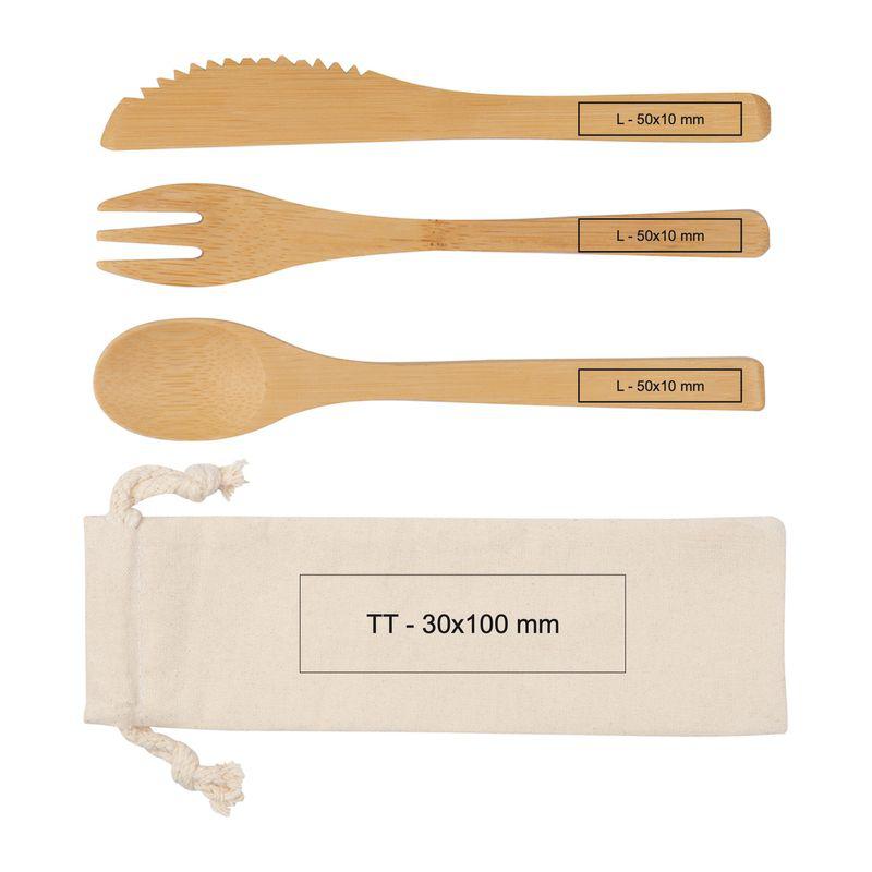 Set de tacâmuri din bambus Beige