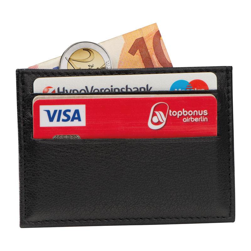 Suport carduri din piele, RFID Negru