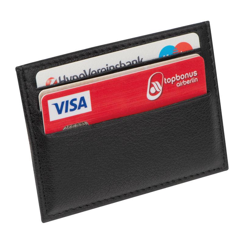Suport carduri din piele, RFID Negru