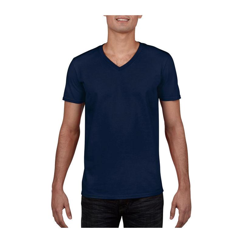 Tricou mânecă scurtă bărbat guler în V GI64V00  Albastru XL