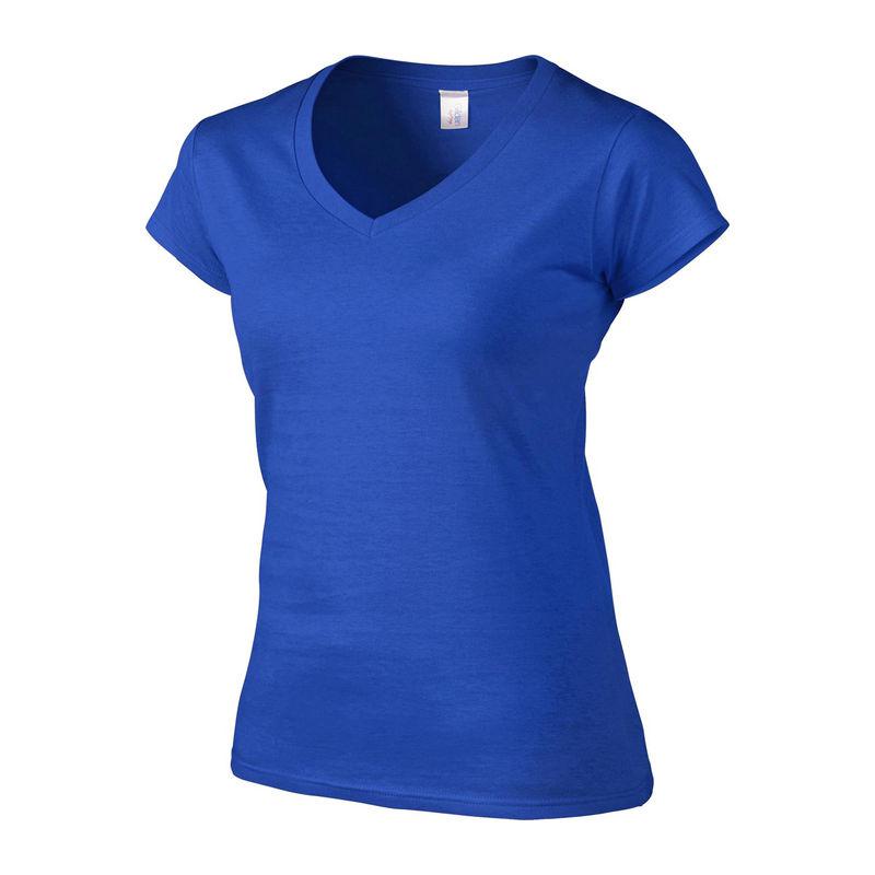 Tricou mânecă scurtă damă guler în V GIL64V00 Albastru L