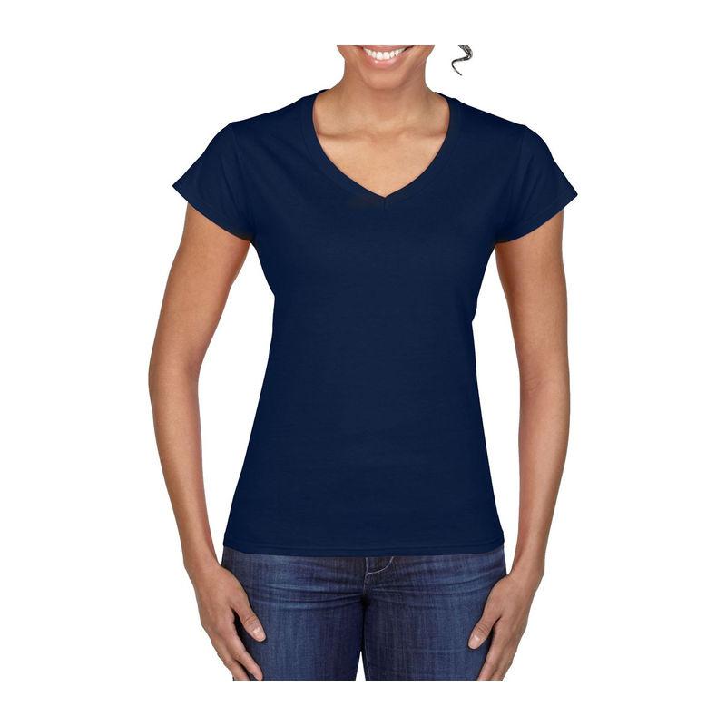 Tricou mânecă scurtă damă guler în V GIL64V00 Navy