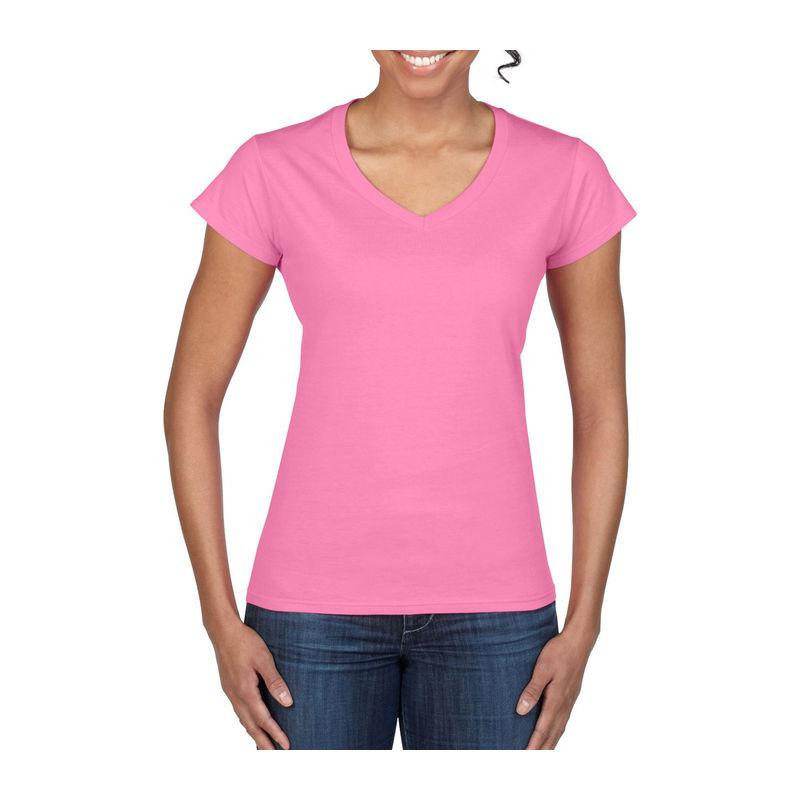 Tricou mânecă scurtă damă guler în V GIL64V00 Roz