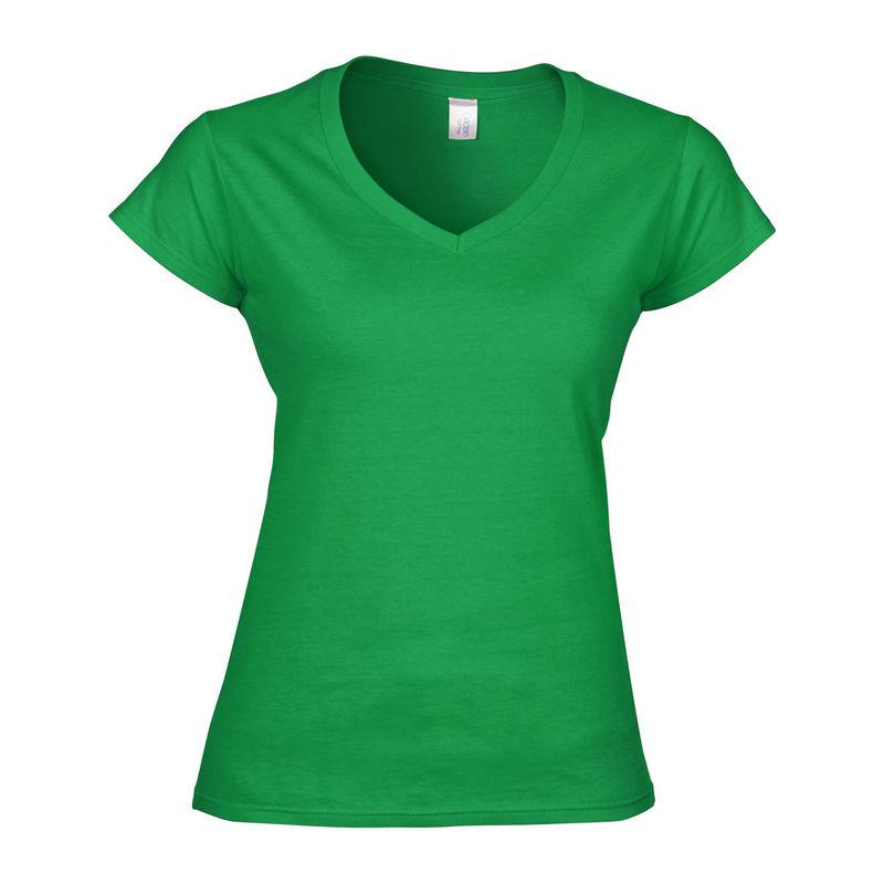 Tricou mânecă scurtă damă guler în V GIL64V00 Verde XXL
