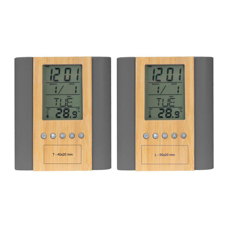 Suport pentru pixuri, cu ceas Gri