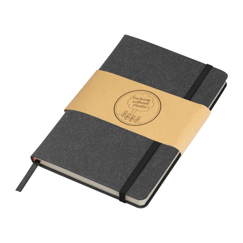 Caiet de notite A5 cu coperta din piele reciclata Negru
