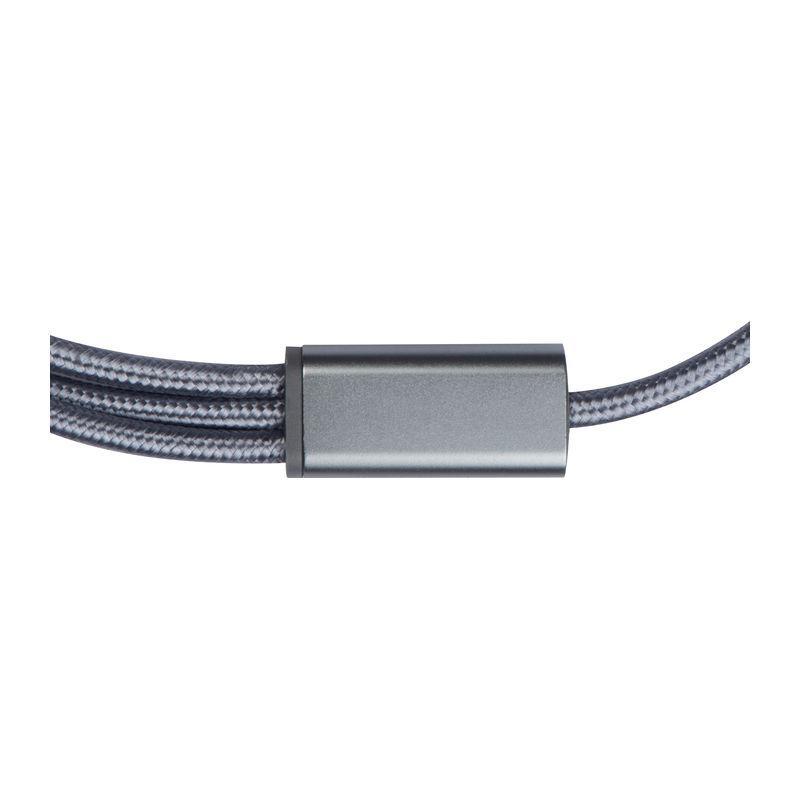 Încărcator cu cablu extra lung USB, Micro-USB, C-T Gri