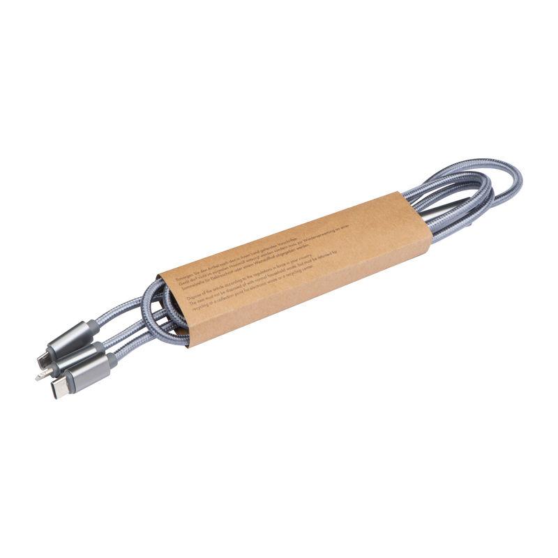 Încărcator cu cablu extra lung USB, Micro-USB, C-T Gri