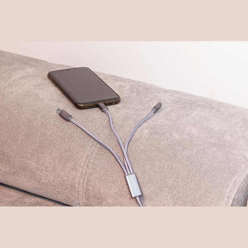 Încărcator cu cablu extra lung USB, Micro-USB, C-T Gri