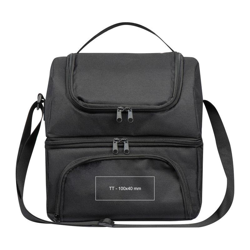 Geanta frigorifica cu 2 compartimente și recipient prânz Negru