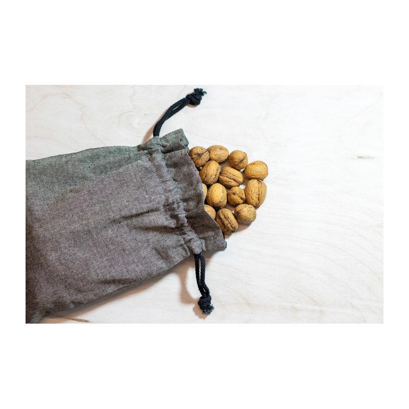 Sacoșă medie din bumbac reciclat cu șnur Gri