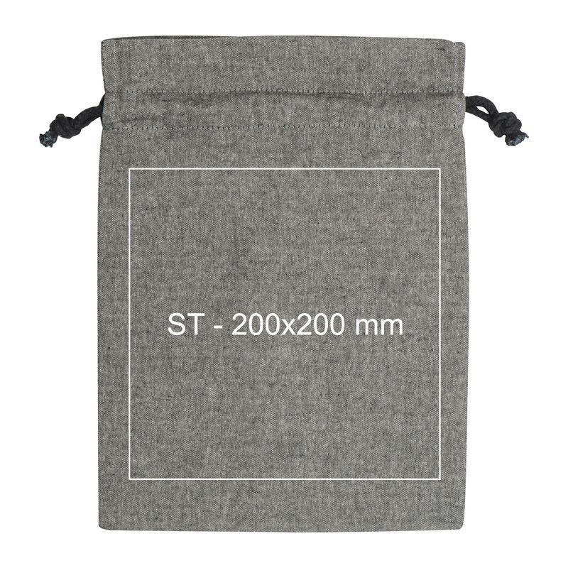 Sacoșă medie din bumbac reciclat cu șnur Gri