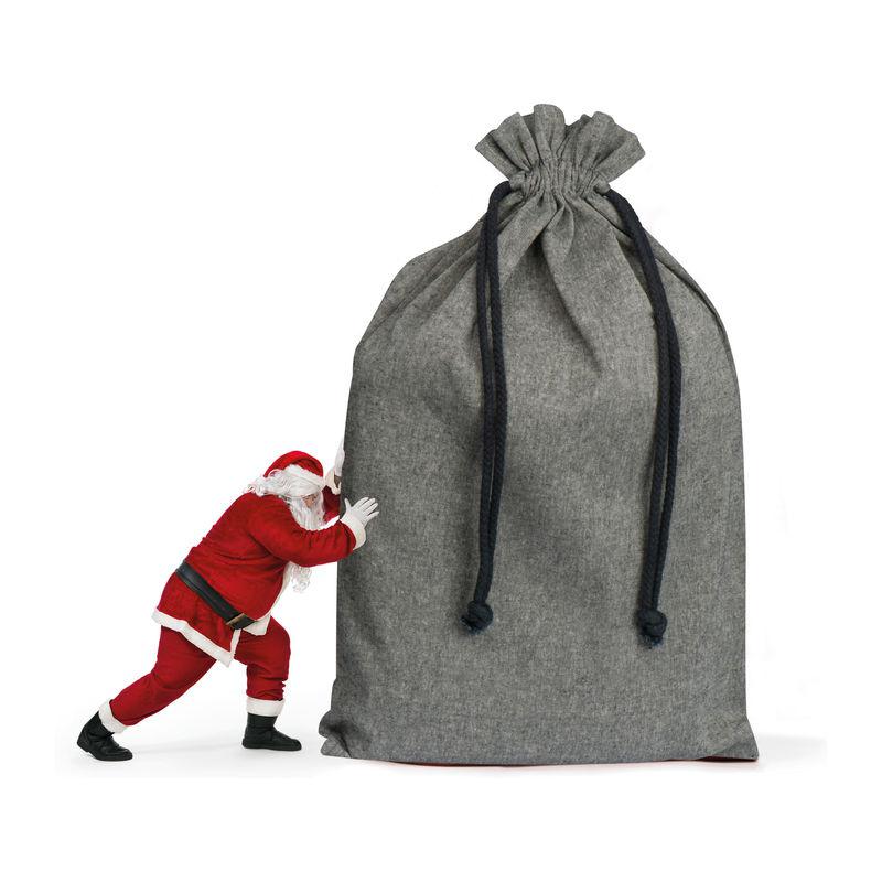 Sacoșă mare din bumbac reciclat cu șnur Gri