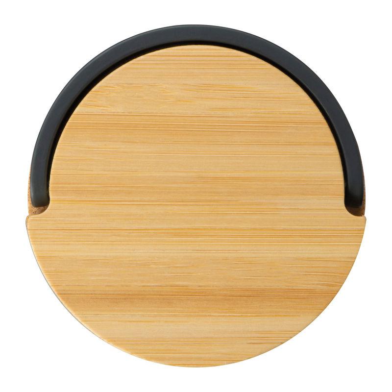 Sticlă termos de băut din oțel inoxidabil și bambus Beige