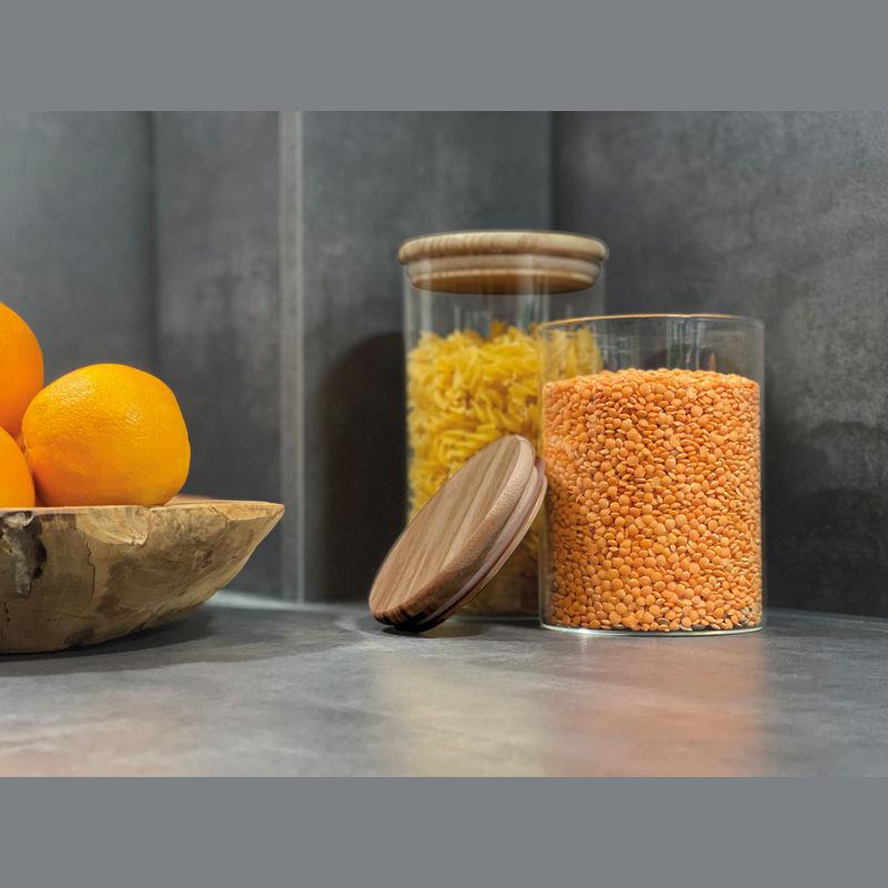 Borcan din sticla borosilicata cu capac din bambus, 700 ml Mixt