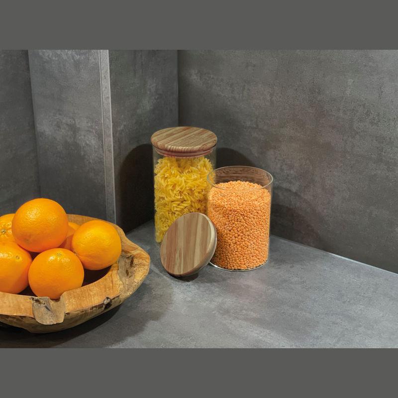 Borcan din sticla borosilicata cu capac din bambus, 1 L Mixt