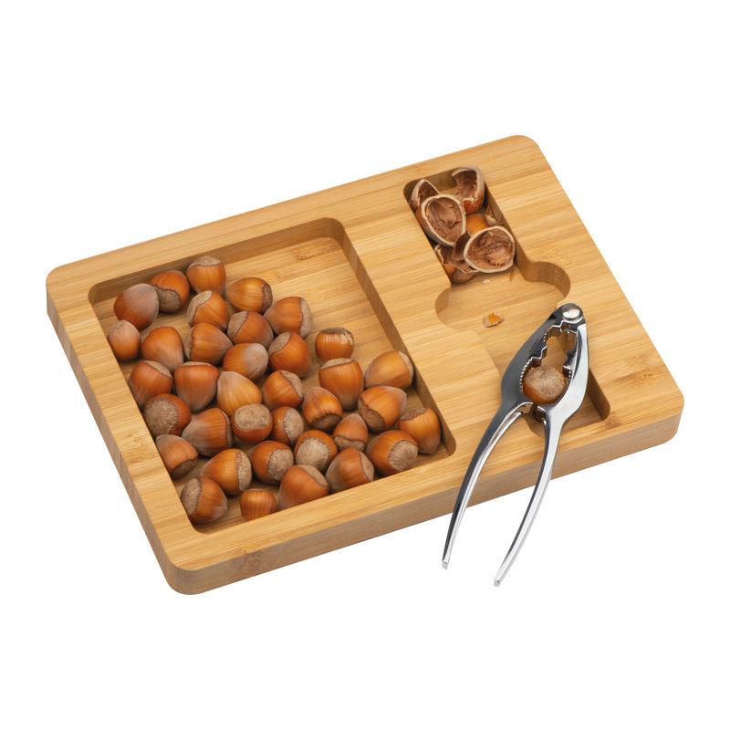 Spărgător de nuci/alune în tavă de bambus Beige