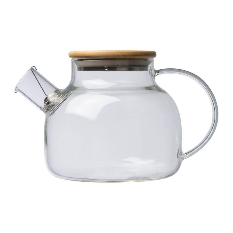 Cană de sticlă cu capac din bambus, 1000 ml Mixt