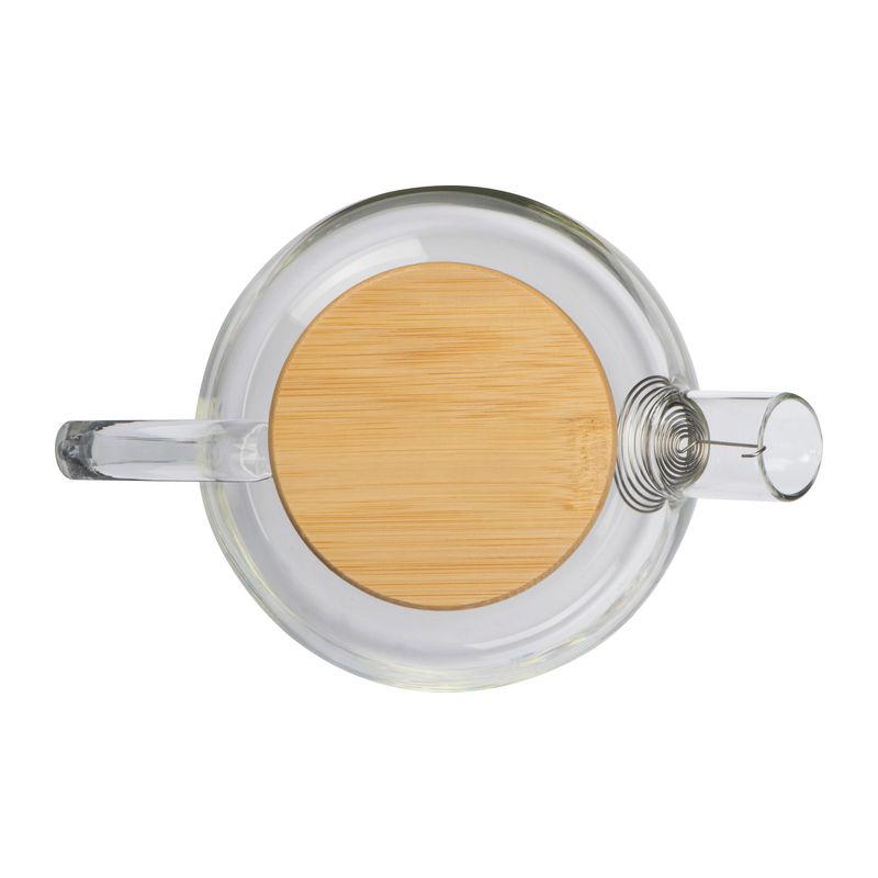 Cană de sticlă cu capac din bambus, 1000 ml Mixt