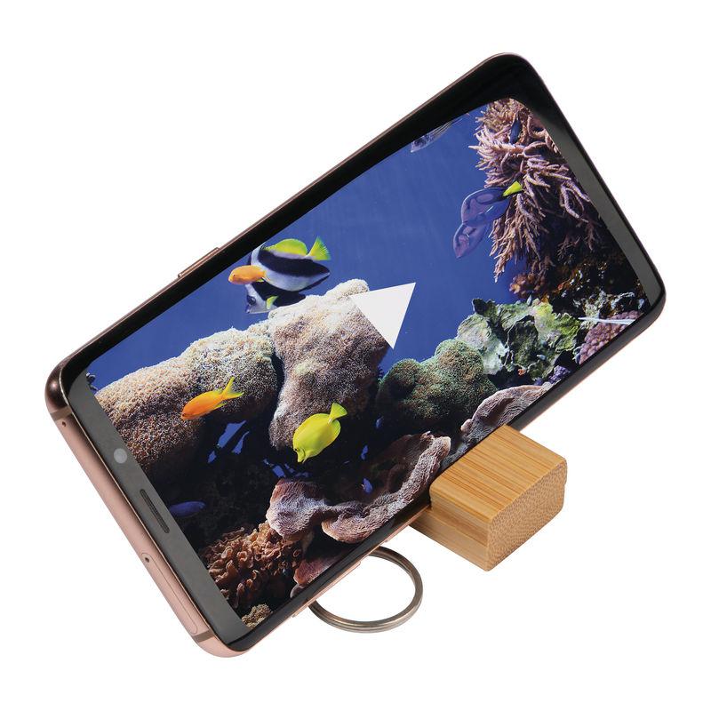 Breloc cu suport de telefon din bambus Beige