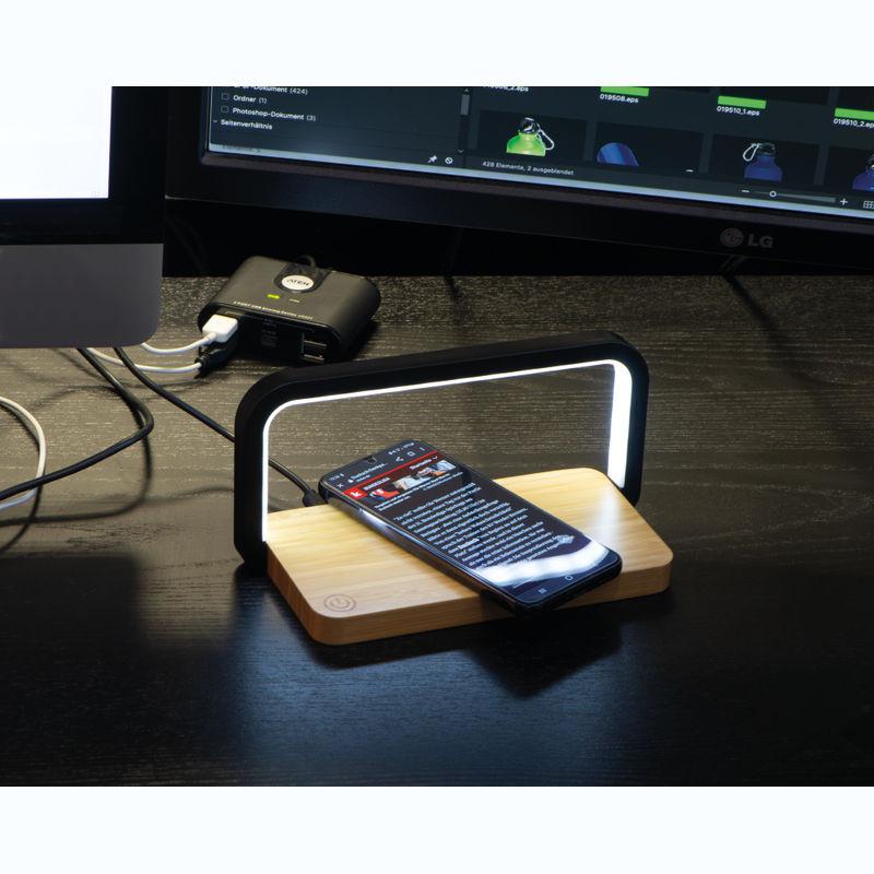 Încărcător wireless din bambus Beige