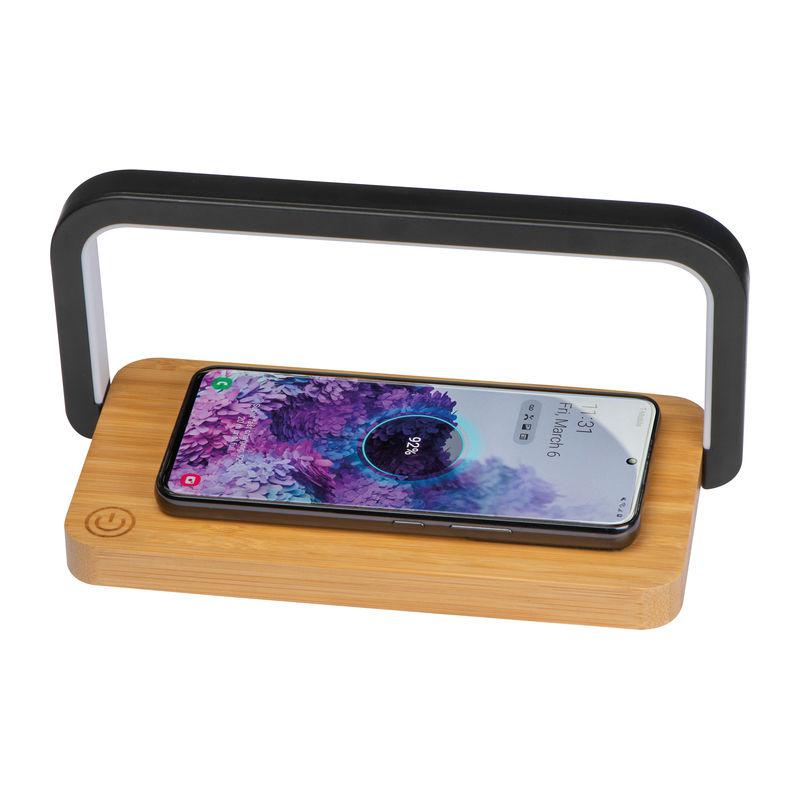 Încărcător wireless din bambus Beige