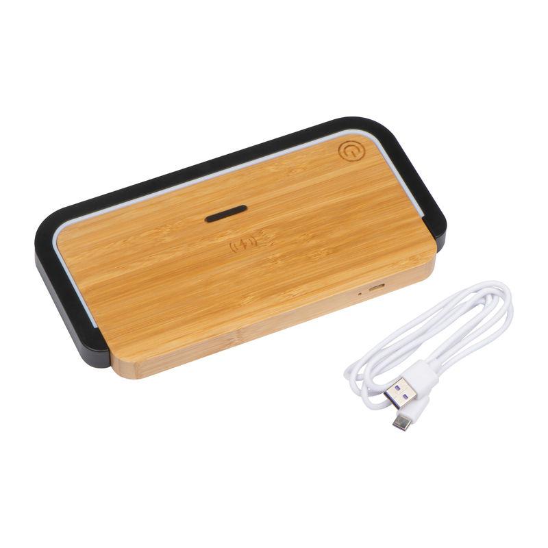 Încărcător wireless din bambus Beige