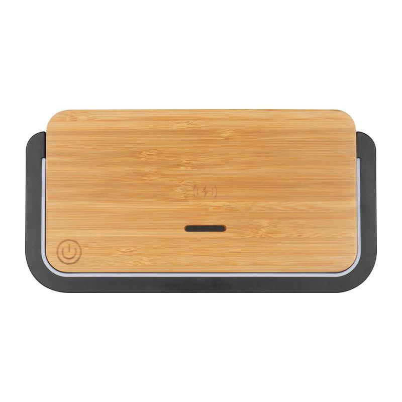 Încărcător wireless din bambus Beige