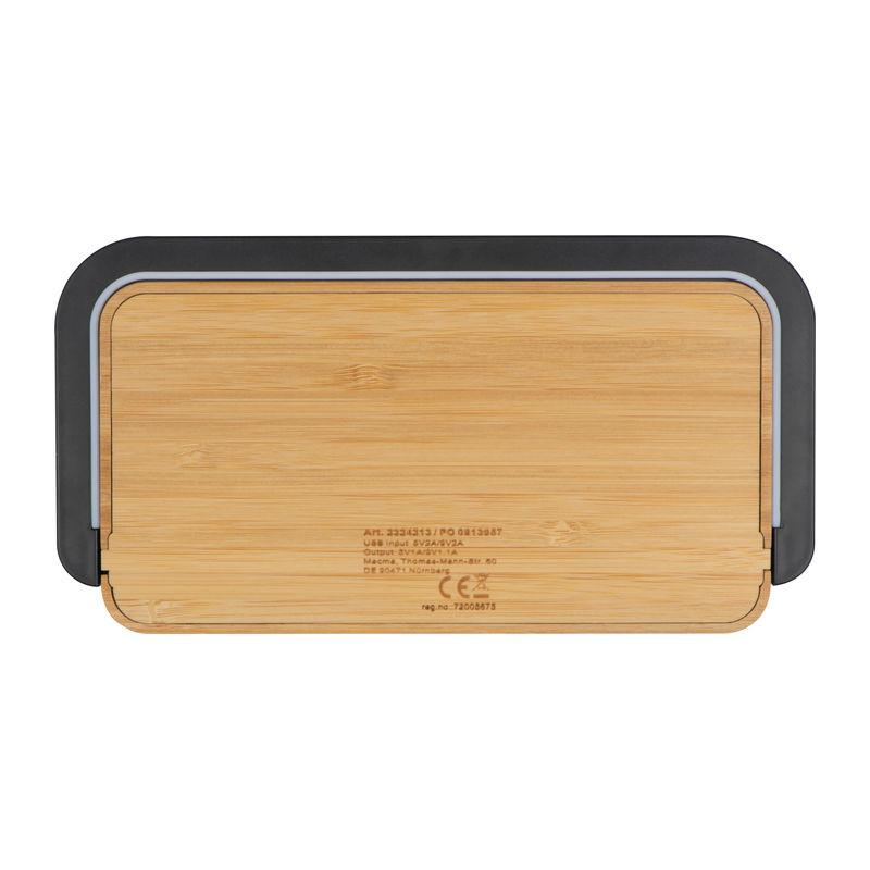 Încărcător wireless din bambus Beige