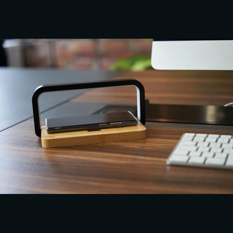 Încărcător wireless din bambus Beige